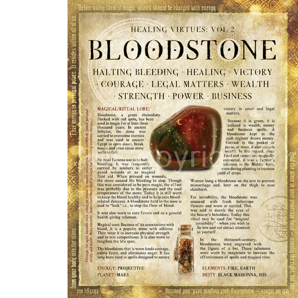 Bloodstone  Crystal Gem Stone Healing Virtues Large  Metal Wall Art