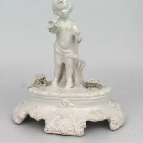 Painted White Porcelain Cherub Figurine
