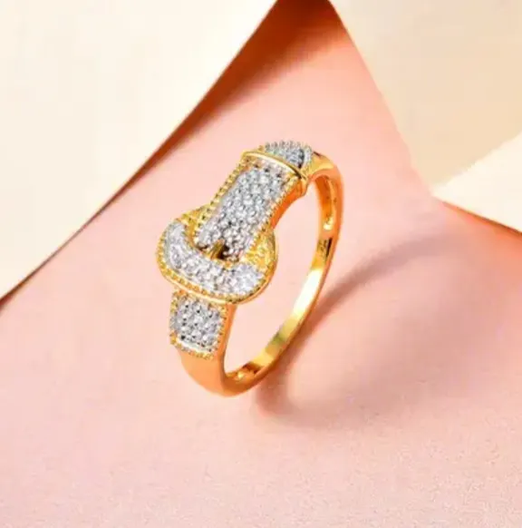 NEW!! Doorbuster - Diamond Band Ring in Gold Overlay Sterling Silver