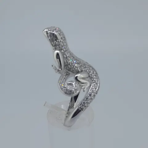 Silver Lizard Ring Set With CZ Stones