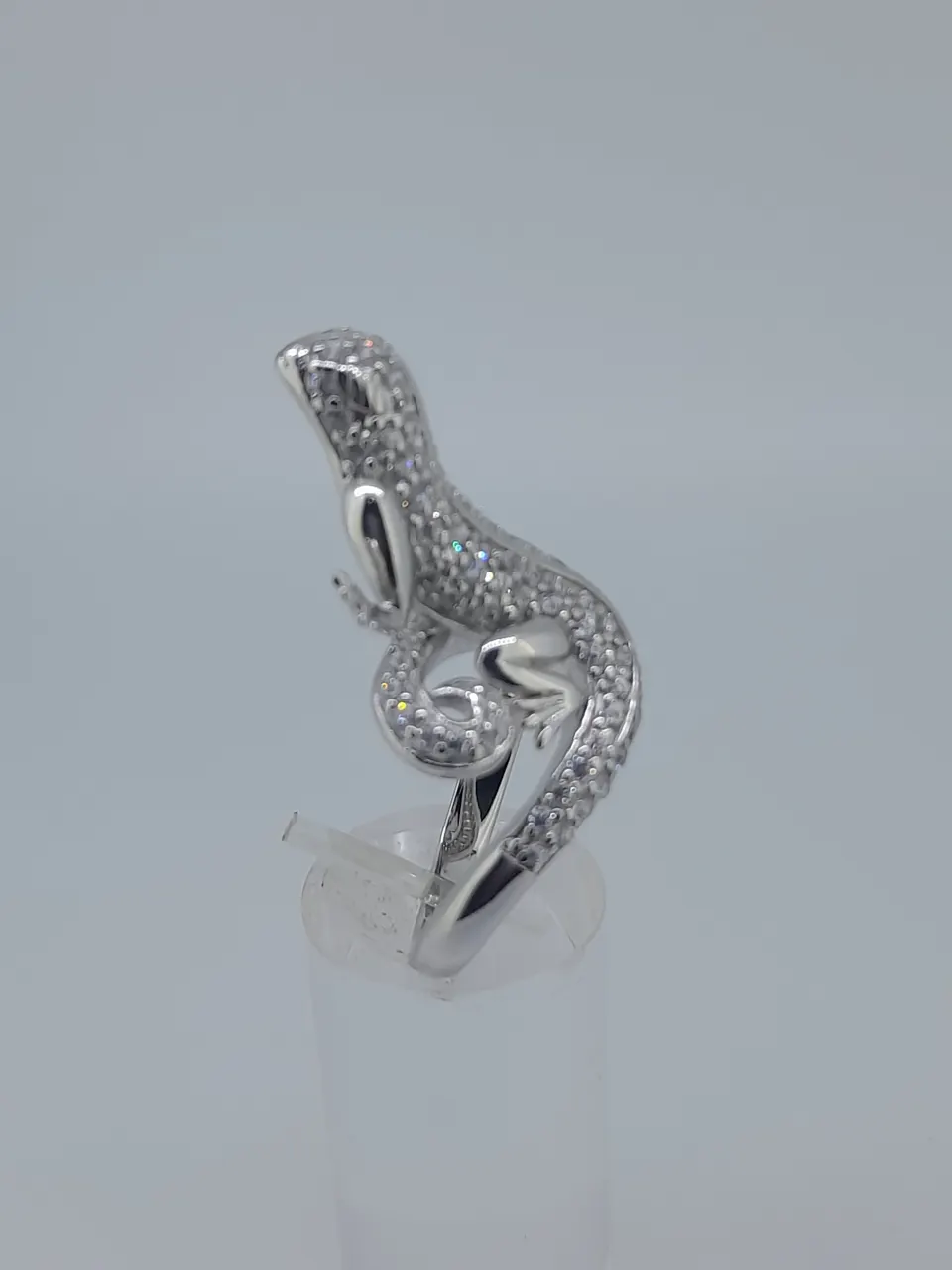 Silver Lizard Ring Set With CZ Stones
