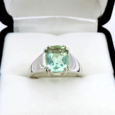 Sterling Silver Green Demantoid Solitaire Ring 3cts New with Gift Pouch