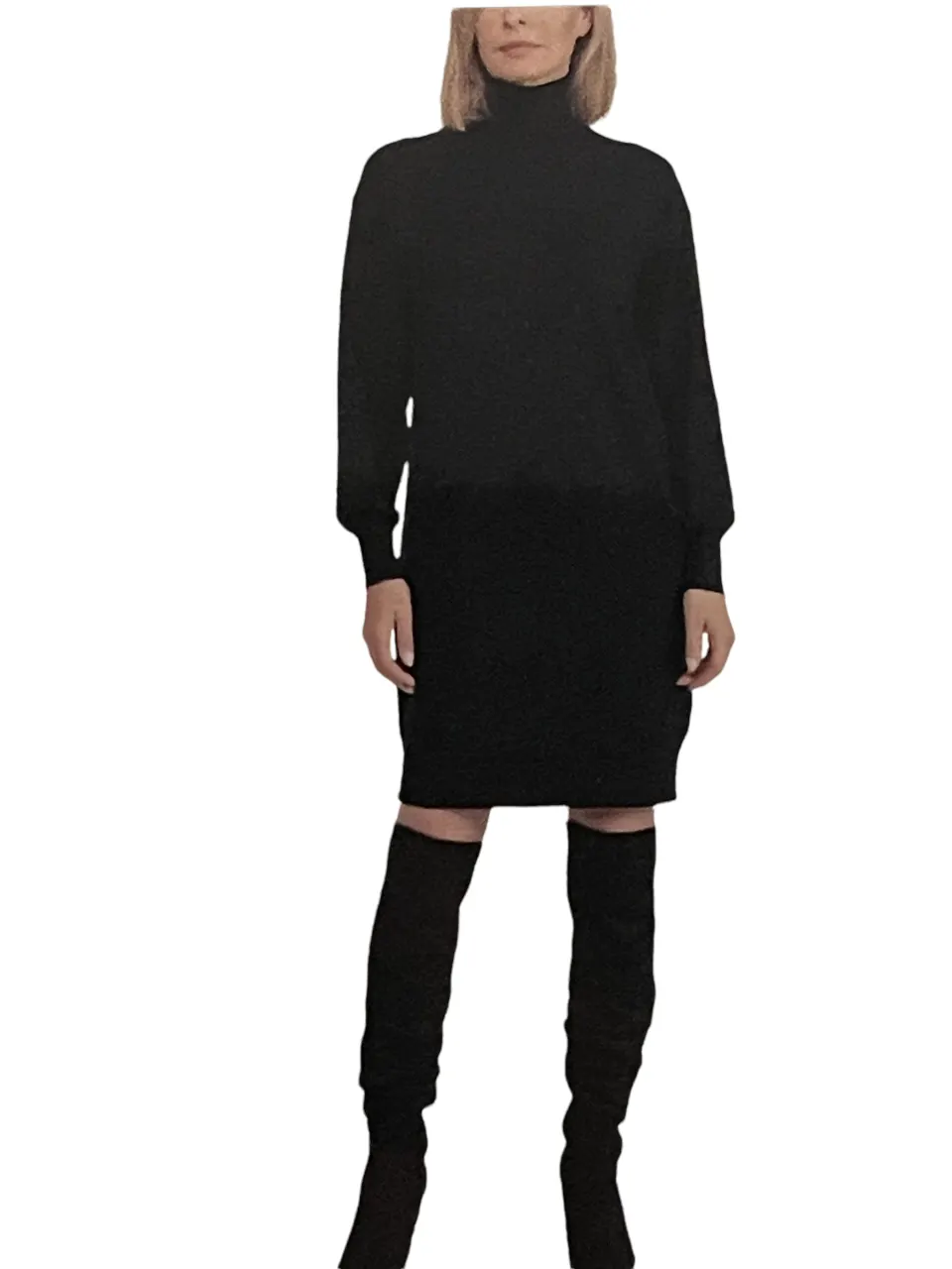 BADGLEY MISCHKA LIGHTWEIGHT FINE KNITTED STRETCHY JUMPER DRESS XL BLACK