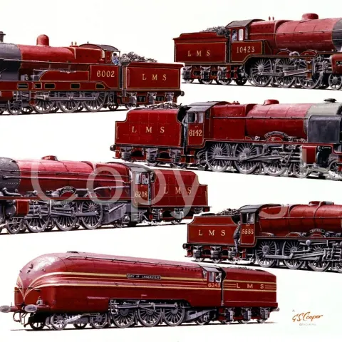 Top Links Vintage LMS Steam Trains Montage Metal Wall Art
