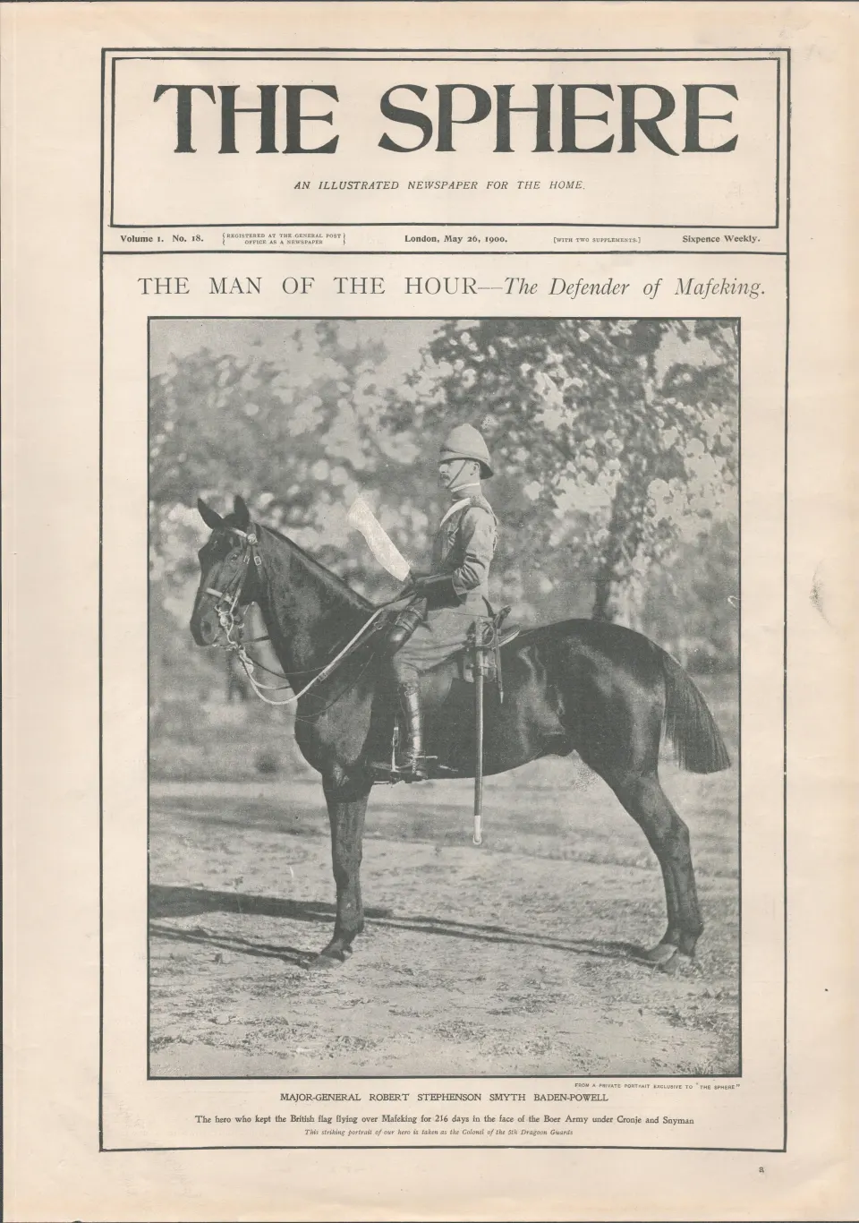 Colonel Baden Powell Boer War 1900 Antique Print