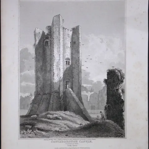 Conisborough Castle Yorkshire 190 Years-Old Rare John Britton Antique Steel Engraving-104