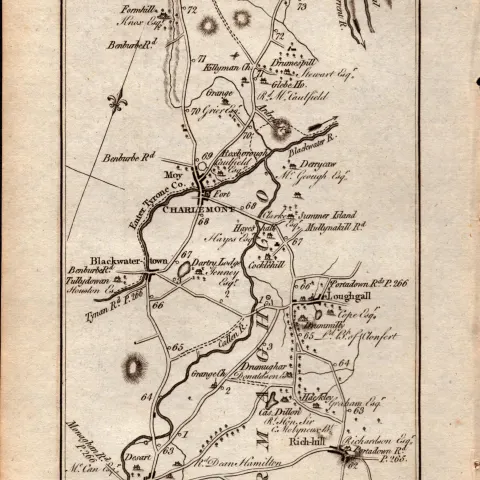 Ireland Rare Antique 1777 Map  Mowhan Armagh Loughgaqll Moy Dungannon.