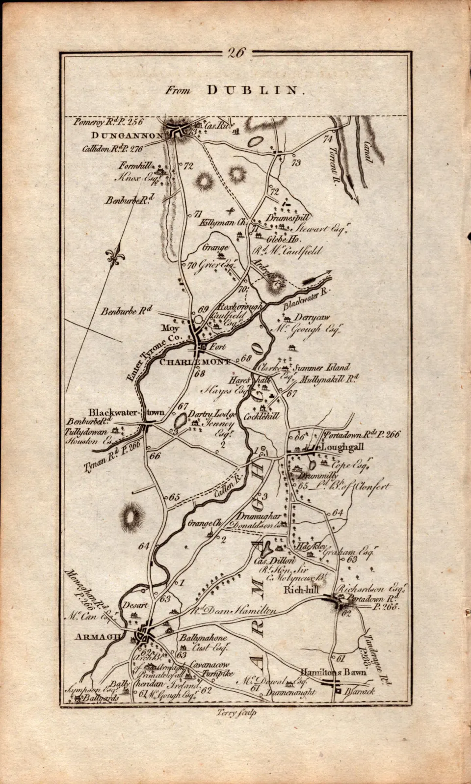 Ireland Rare Antique 1777 Map  Mowhan Armagh Loughgaqll Moy Dungannon.