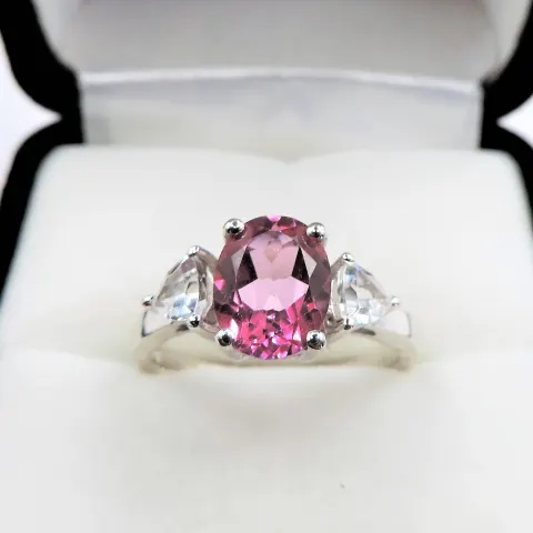 Pink Topaz Ring 2.86 carats Sterling Silver New with Gift Pouch