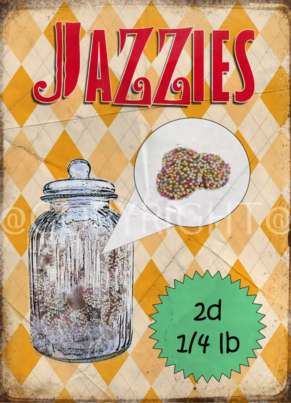 Jazzies Traditional Sweet Shop Favourites Nostalgic Memories Large Metal Wall Art
