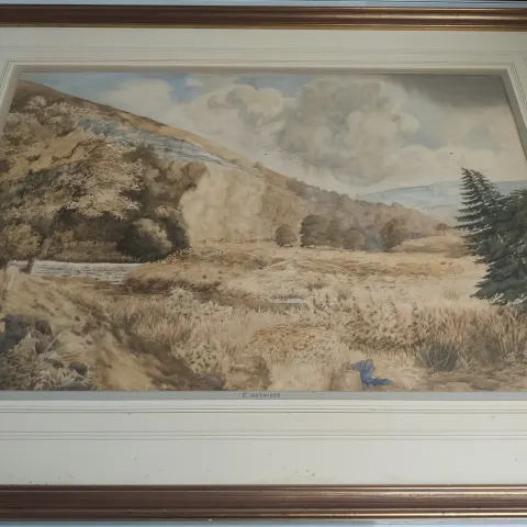 A watercolour painting by J Haywood. Approximately 38 x 29 inches.