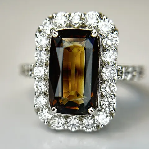 GIA Certified Natural Rare Alexandrite Ring 5.07ct With 1.38ct Diamond & 18k White Gold