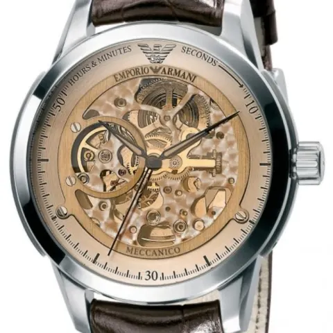 Emporio Armani AR4627 Men's Meccanico Brown Leather Strap Watch