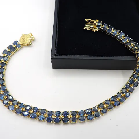 Gold on Sterling Silver 21 Carat Sapphire Bracelet New With Gift Box