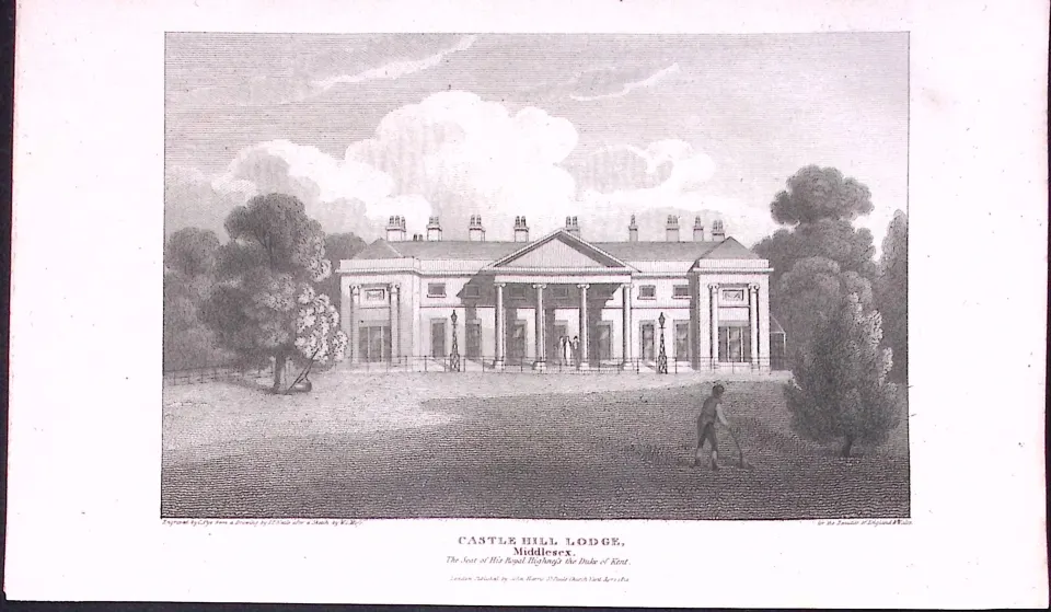 Castle Hill Lodge Ealing London Antique 200 Years-Old Steel-Engraving-270