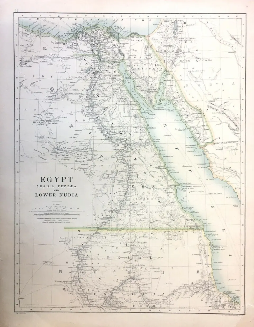 Antique 1885  Map of Egypt & NW & Southern Africa.