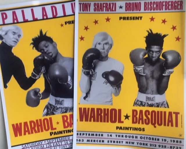 Basquiat, Andy Warhol (b 1928-87) Two ‘Four Hands’ Retro Bill Board Exhibition Offset Lithographs