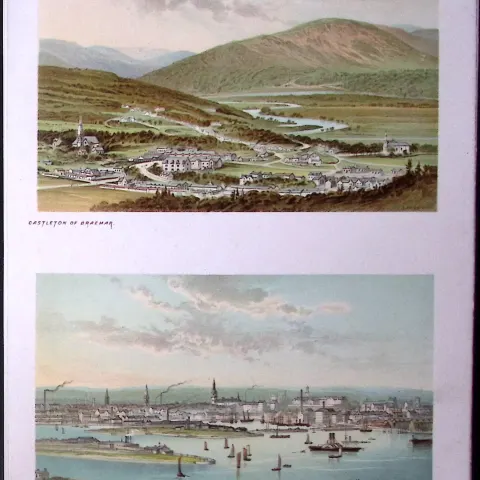 Scotland Aberdeen & Castleton of Braemar View Antique Print-59