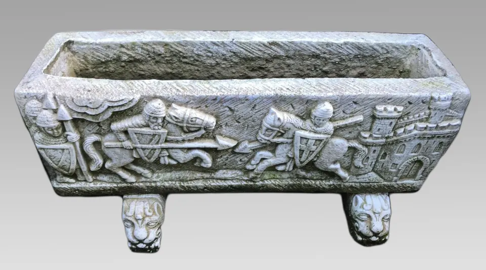 Artisan-Made Medieval Style Stone Planter on Lion Feet