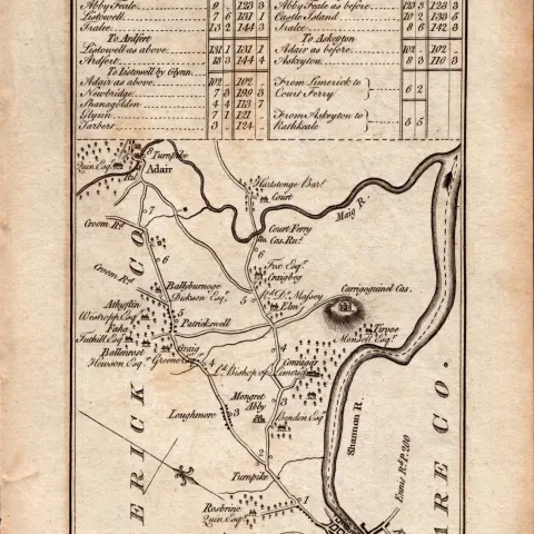 Ireland Rare Antique 1777 Map Co Clare Co Limerick Tralee Adare Croagh.