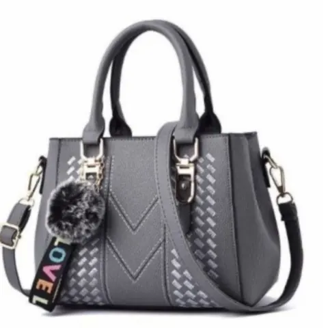 Embroidery Messenger Bag, Women's Leather Handbag, Grey