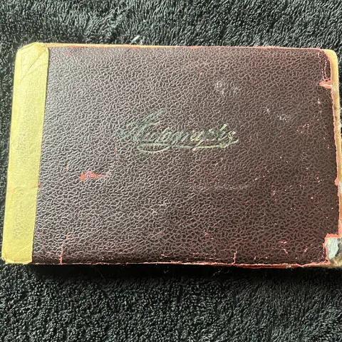 Autograph book with various signatures incuding Chico Marx, Mary Martin, Janet Leigh, Tony Curtis