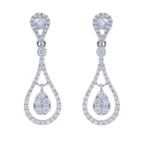 18ct White Gold Diamond Drop Earrings 1.00