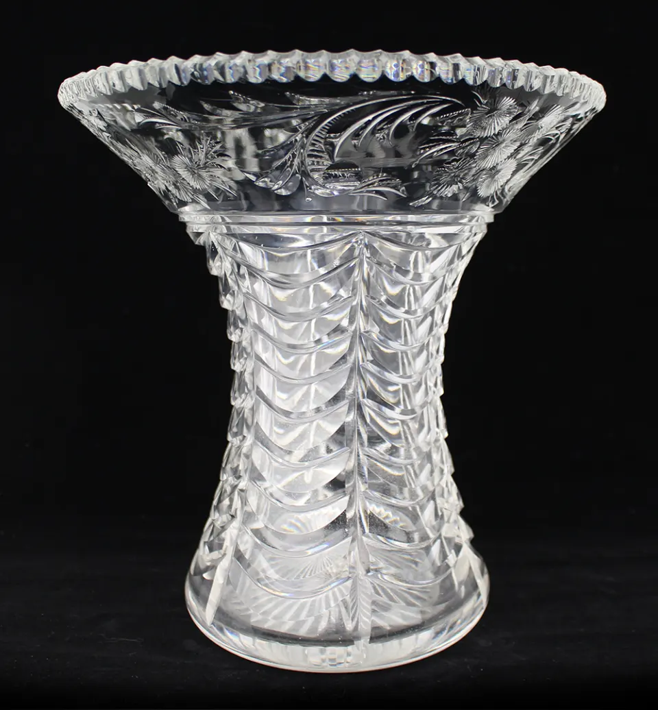 Fine Vintage Cut Glass Splayed Vase
