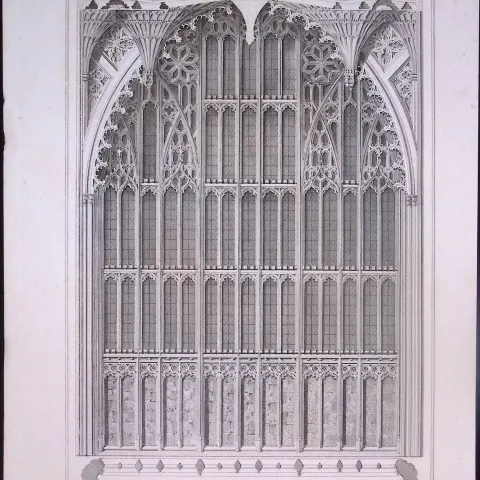 Henry VII Chapel Westminster Abbey 190 Years-Old John Britton Antique Steel Engraving-306