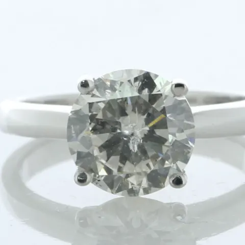 18ct White Gold Single Stone Prong Set Diamond Ring 2.67 Carats