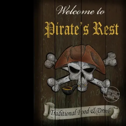 English Traditional Pub Sign The Pirates Rest Metal Wall Art