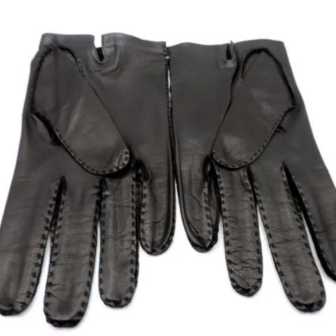 Vintage Ian Mankin London Black Leather Gloves Size 8 1/2 New Unworn