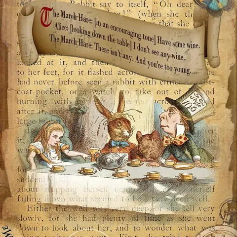Alice in Wonderland The March Hare  Quote Designed Large Metal Wall Art