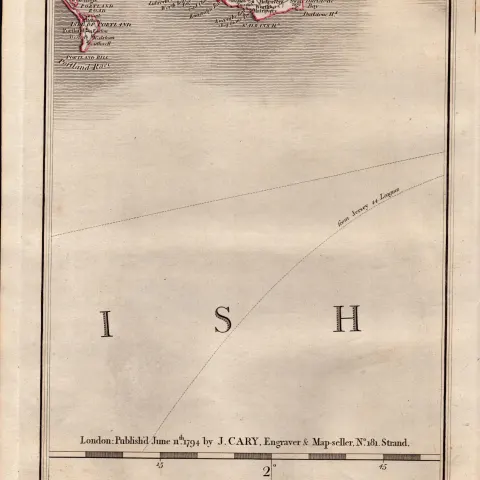 The Dorset Coast Weymouth Portland John Cary's Antique George III 1794 Map.