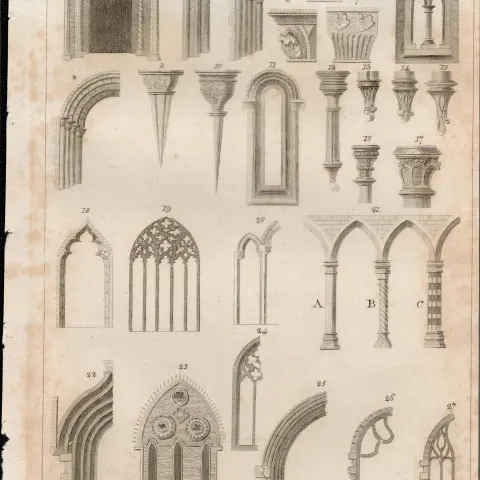 Irish Architecture & Ornaments Rare 1791 Francis Grose Antique Print