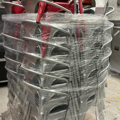 28 x Silver Torex Metal Armed Chairs 3 x Red