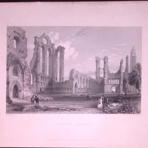Arbroath Abbeys Scotland WH Bartlett 1842 Antique Steel Engraving-64