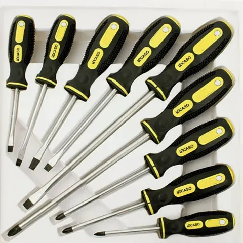 9-Piece Magnetic Screwdriver Set – Heavy-Duty Flat & Cross Head With Non-Slip Grip