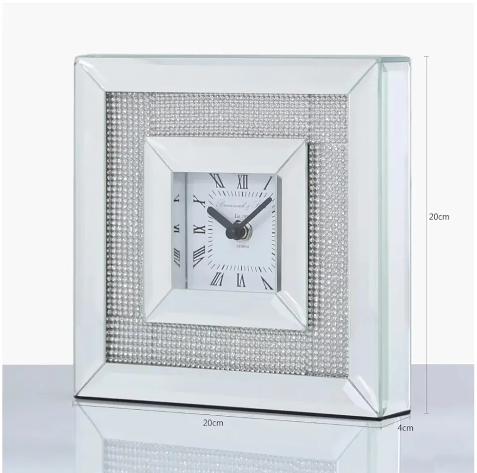 Silver Mirror Glitz Clock x 2