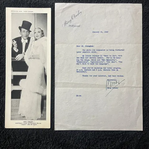 A Bing Crosby Signed Letter Dated January 21 1948