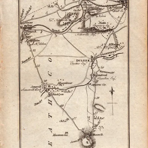 Ireland Rare Antique 1777 Map Slane Drogheda Dunleek Ardee Naul Co Meath.