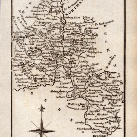 Oxfordshire Antique Copper Engraved George IV Map by Sidney Hall