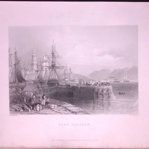 Port of Glasgow Scotland WH Bartlett 1842 Antique Steel Engraving-78