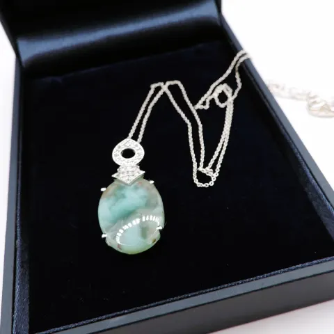 Sterling Silver Amazonite & Topaz Pendant Necklace New With Gift Pouch