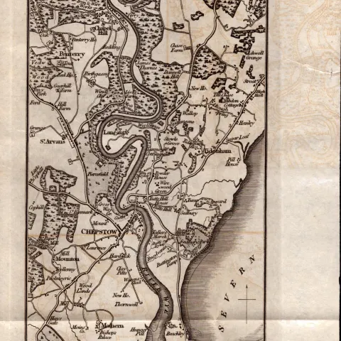 The Banks Of the Wye Georgian King George IV Antique Map.