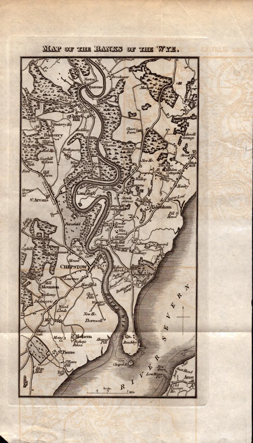 The Banks Of the Wye Georgian King George IV Antique Map.