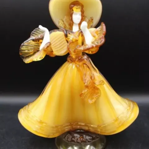 Vintage Murano Venetian Handmade Yellow Glass Lady