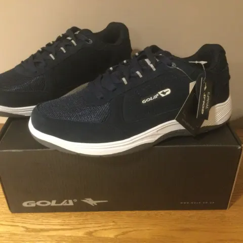 Mens Gola “Belmont” Suede Wide Fit Trainers, Size 7, Navy - New RRP £39.95