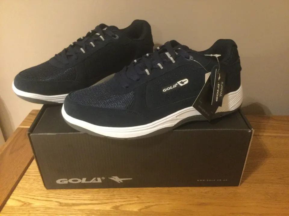 Mens Gola “Belmont” Suede Wide Fit Trainers, Size 7, Navy - New RRP £39.95