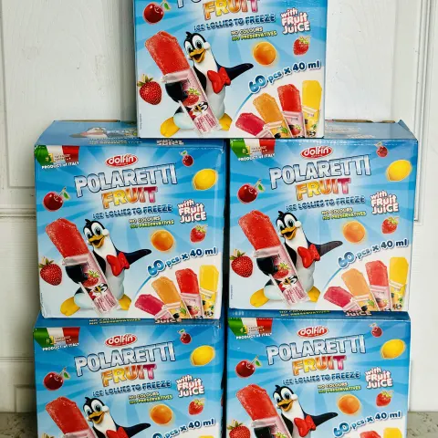 5 x Dolfin Polaretti Fruit Juice Freezer Pops Pack of 60x40ml BBE June 25 New Sealed Boxes